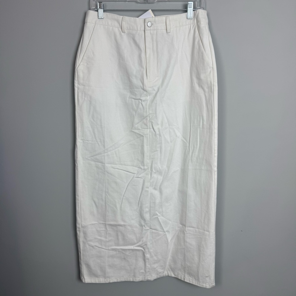 COMMENSE | NEW White Maxi Skirt with Back Slit Women’s Size Large - Picture 4 of 13